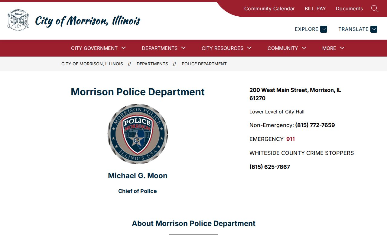 Morrison criminal history Police Department records page
