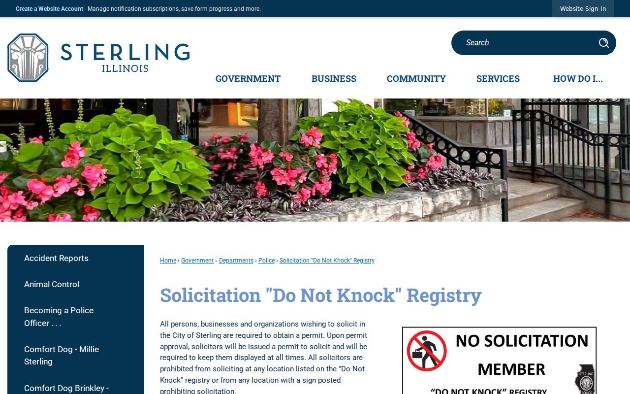 Sterling criminal history FOIA records request page